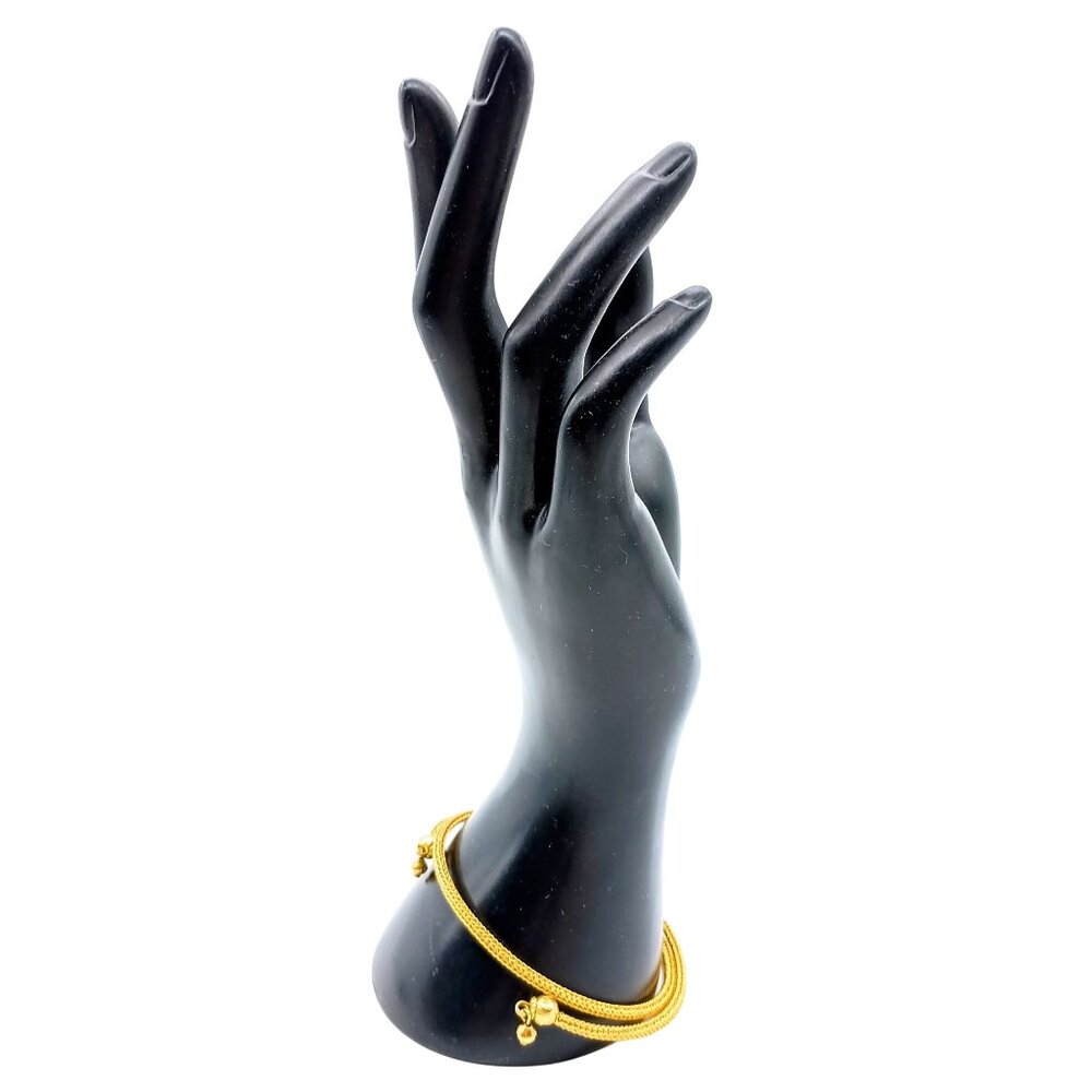 Vintage Gold-Tone Mesh Wrap Bracelet with Dangling Beads